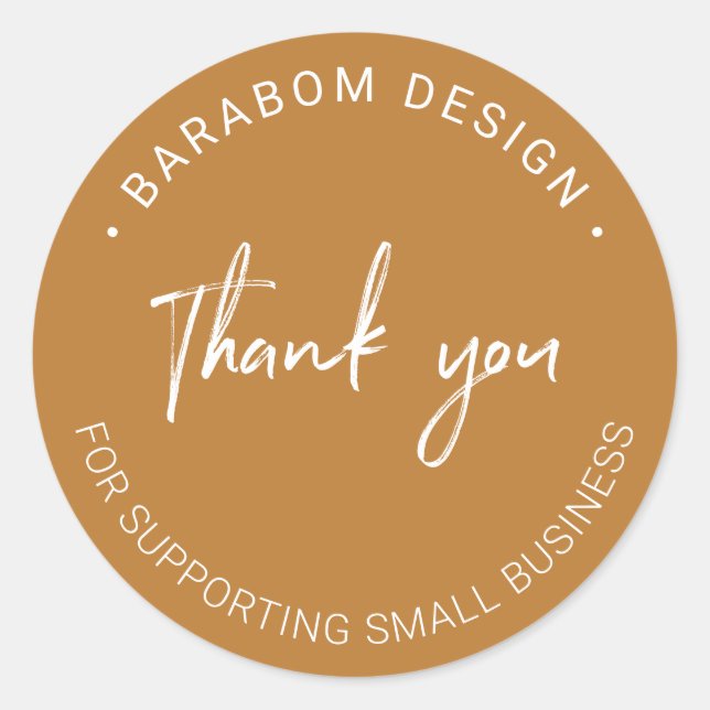 Brown Small Business Thank you package sticker (Front)