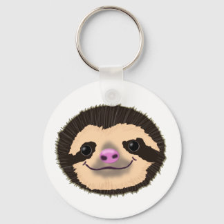 brown smiling sloth face key ring