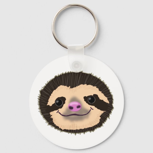 brown smiling sloth face key ring (Front)