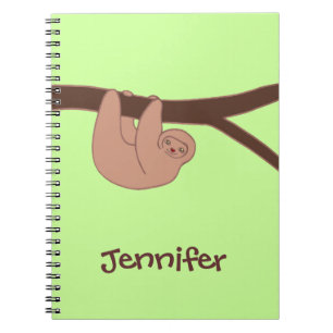 Brown Smiling Sloth with Heart Nose Notebook
