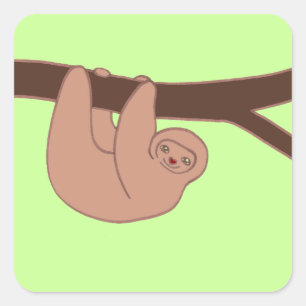 Brown Smiling Sloth with Heart Nose Sticker