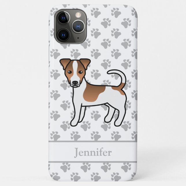 Brown Smooth Coat Jack Russell Terrier Dog & Name Case-Mate iPhone Case (Back)