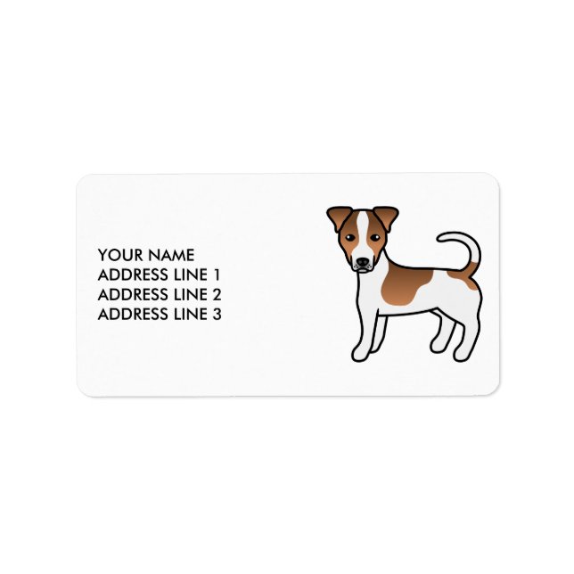 Brown Smooth Coat Jack Russell Terrier Dog & Text Label (Front)