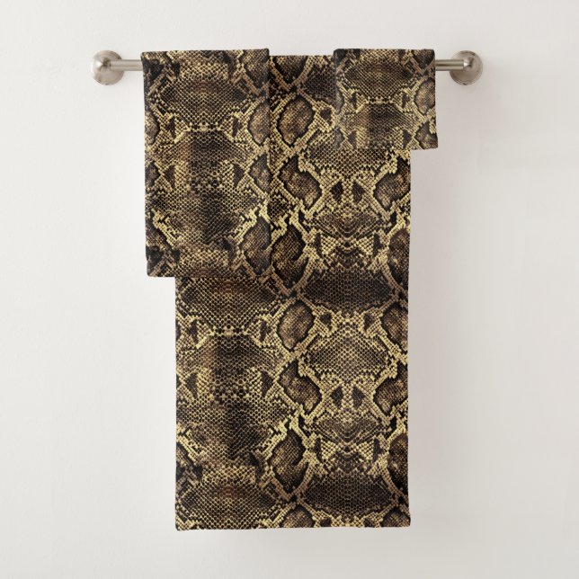 Brown Snake print Bath Towel Set (Insitu)