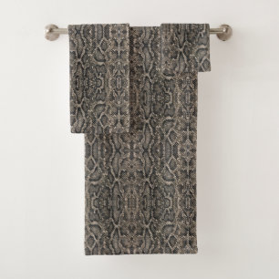 brown snake skin pattern bath towel set