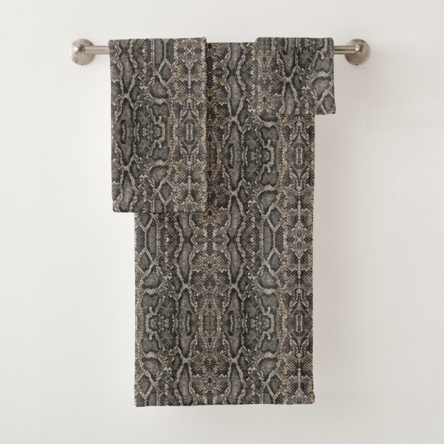 brown snake skin pattern | bath towel set (Insitu)