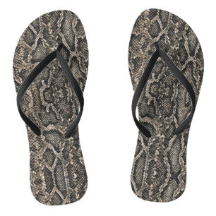 brown snake skin pattern   flip flops