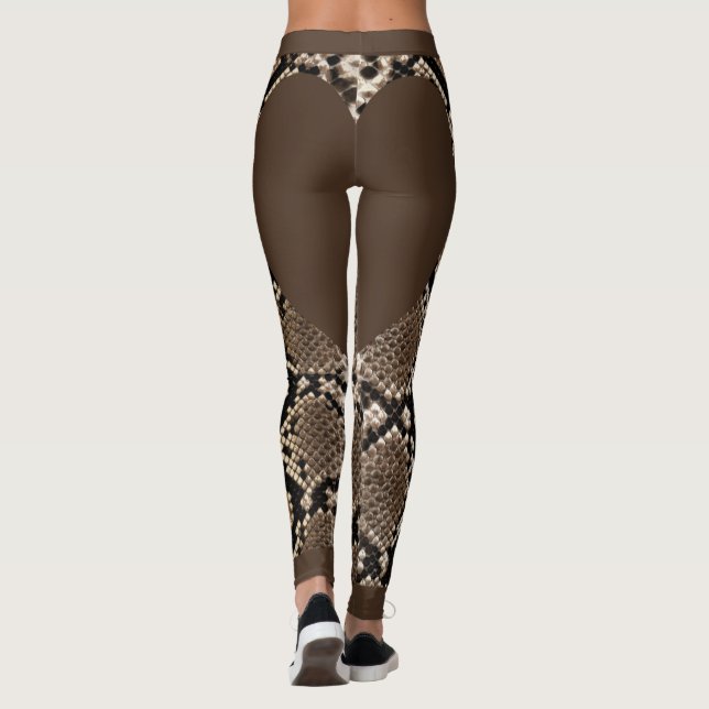 Brown Snakeskin Heart Leggings (Back)