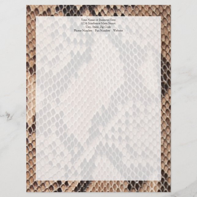 Brown Snakeskin Look Custom Letterhead (Front)