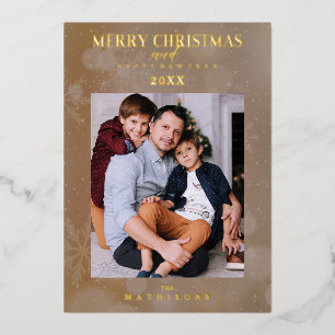 Brown Snowflake Christmas Modern Custom Photo