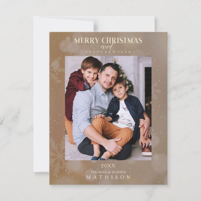 Brown Snowflake Christmas Modern Custom Photo (Front)