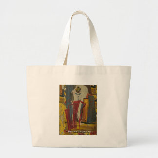 brown snowman large tote bag
