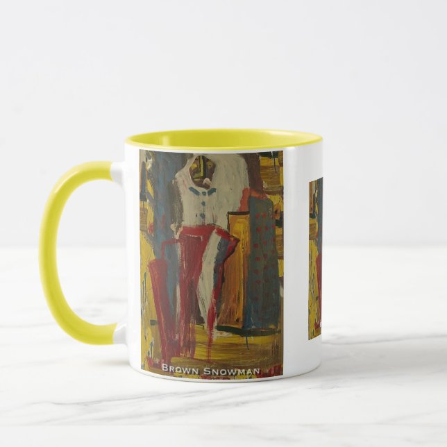brown snowman mug (Left)