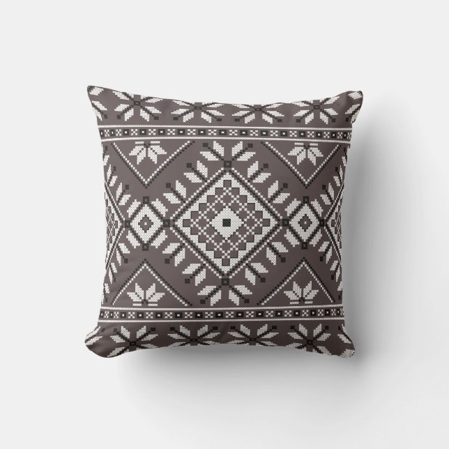 Brown Southwest Native Tribal Geometric Pattern Cushion (Front)