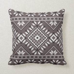 Brown Southwest Native Tribal Geometric Pattern Cushion