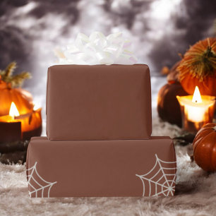 Brown Spiderweb Spooky Holiday Gift  Wrapping Paper
