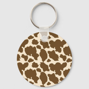 Brown Spots Cow Print Farmer Farm Animals Classy Key Ring