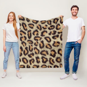 Brown spots leopard animal fur print fleece blanket