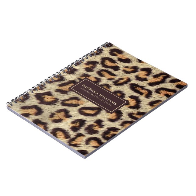 Brown spots leopard animal print pattern notebook (Left Side)
