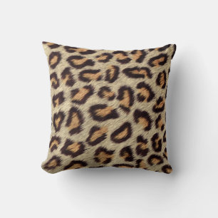 Brown spots Leopard  pattern faux fur texture Cushion