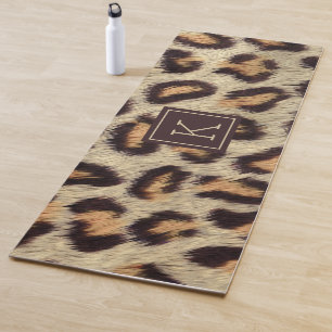 Brown spots leopard pattern faux fur texture yoga  mat