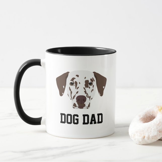 Brown-Spotted Dalmatian Dog Dad Mug (With Donut)