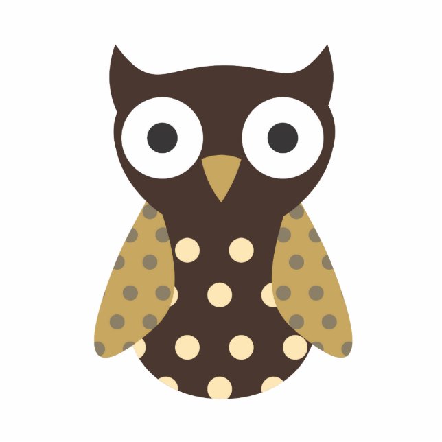 Brown Spotted Owl Standing Photo Sculpture (Front)