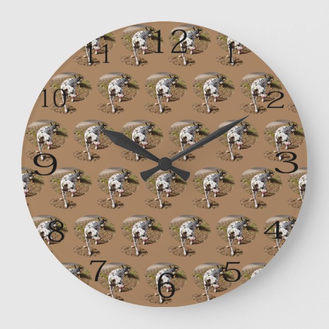 Brown Spotty Dalmatian, Large Clock (Front)