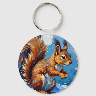 Brown Squirrel in the Snow Key Ring