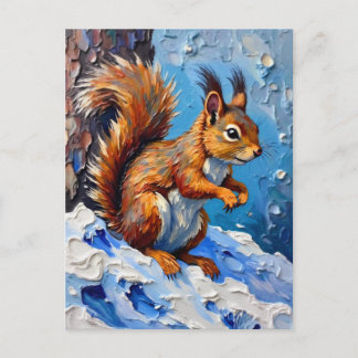 Brown Squirrel in the Snow Postcard