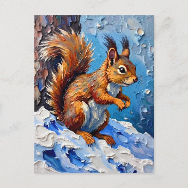 Brown Squirrel in the Snow Postcard (Front)