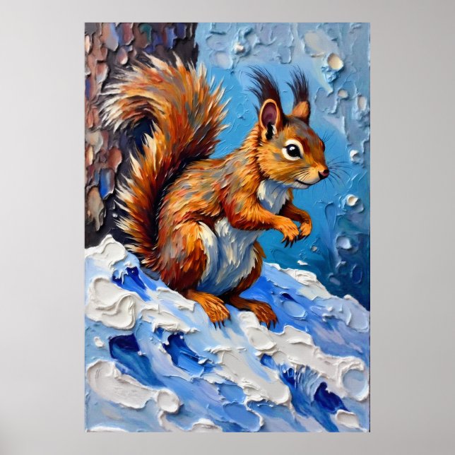 Brown Squirrel in the Snow Poster (Front)