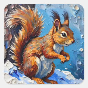 Brown Squirrel in the Snow Square Sticker