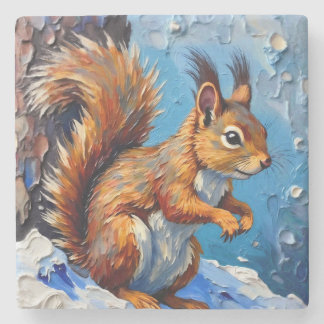 Brown Squirrel in the Snow Stone Coaster