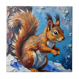 Brown Squirrel in the Snow Tile