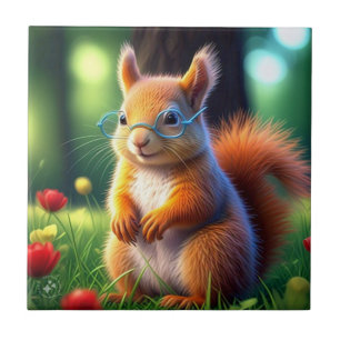 Brown Squirrel Sitting On Grass-43543 Tile