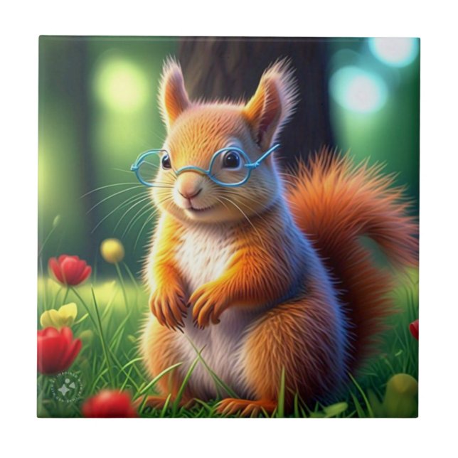 Brown Squirrel Sitting On Grass-43543 Tile (Front)