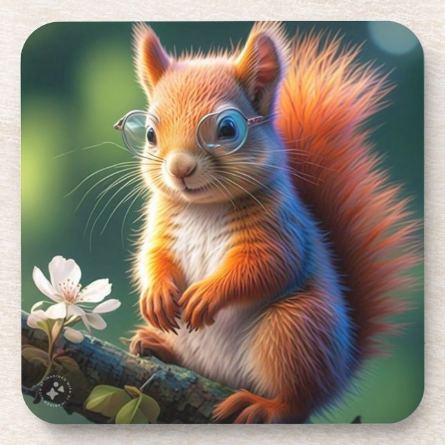 Brown Squirrel Sitting on The Branch-567656 Coaster (Front)