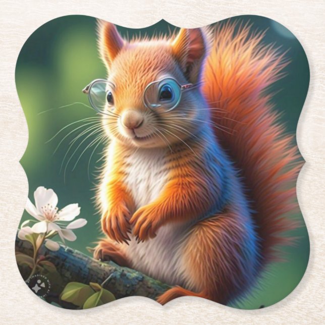 Brown Squirrel Sitting on The Branch-567656 Paper Coaster (Front)