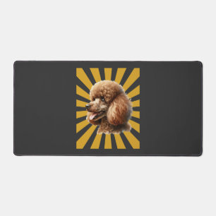 Brown Standard Poodle Retro Sunburst Desk Mat
