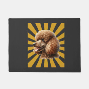 Brown Standard Poodle Retro Sunburst Doormat