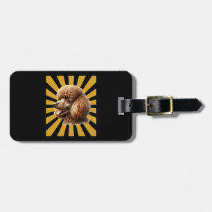 Brown Standard Poodle Retro Sunburst Luggage Tag
