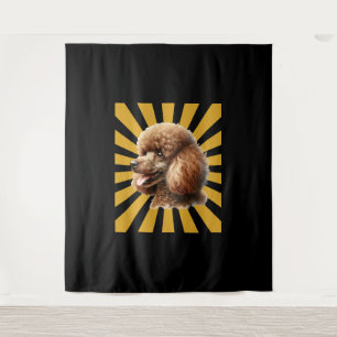 Brown Standard Poodle Retro Sunburst Tapestry