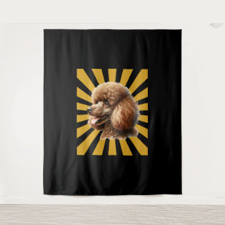 Brown Standard Poodle Retro Sunburst Tapestry