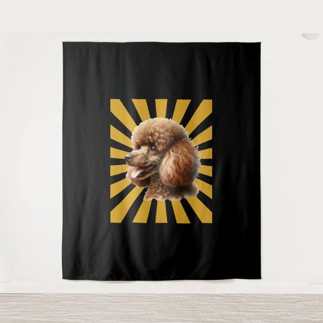 Brown Standard Poodle Retro Sunburst Tapestry (Front)