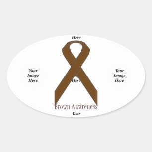 Brown Standard Ribbon by Kenneth Yoncich Oval Sticker