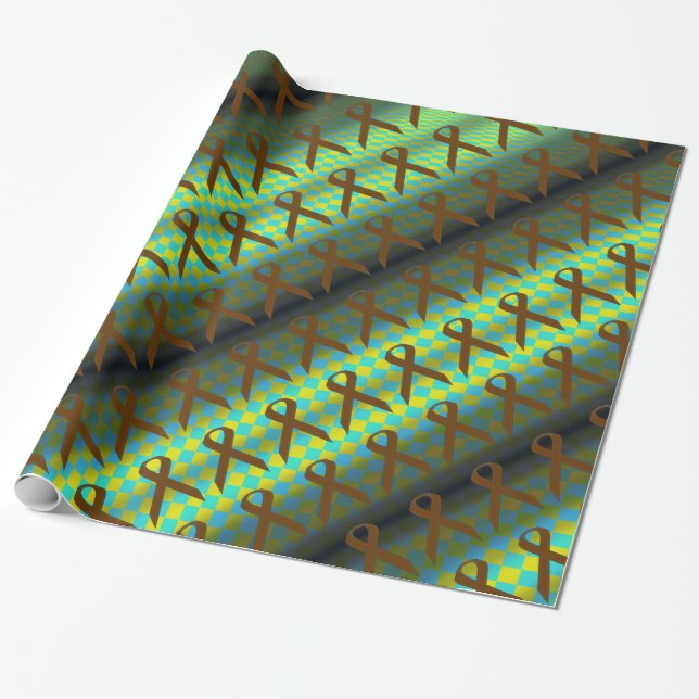 Brown Standard Ribbon Pattern by Kenneth Yoncich Wrapping Paper (Unrolled)