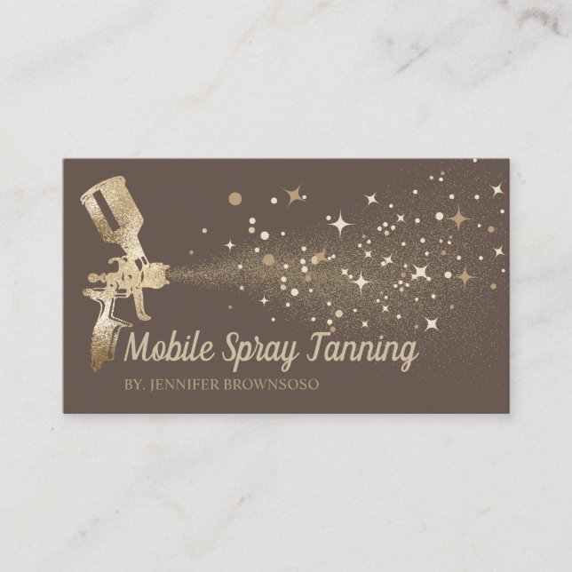 Brown Star Gold Mobile Body Paint Tan Spray Business Card (Front)