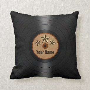 Brown Stars Personalized Vinyl Record Album Cushion