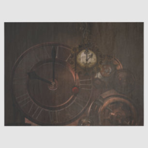 Brown steampunk clocks and gears tissue paper